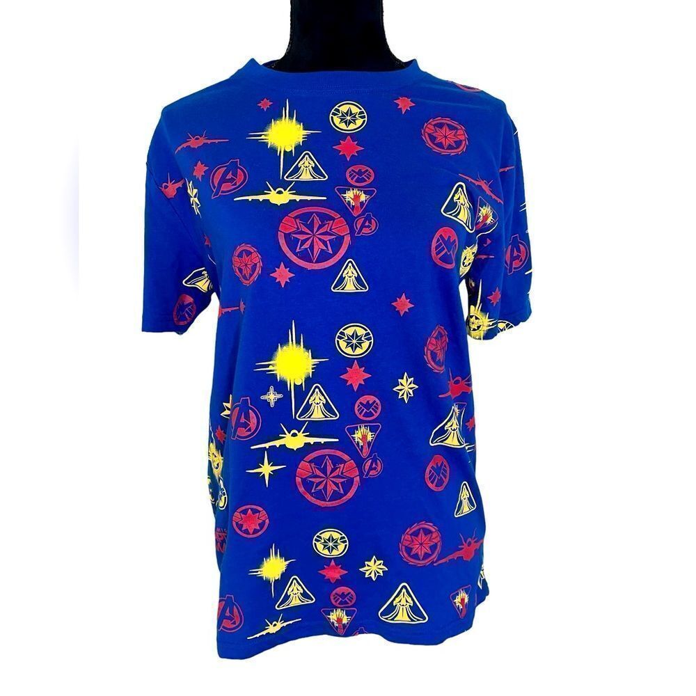 MARVEL CAPTAIN MARVEL BLUE AVENGER MENS TEE IN‎ BLUE SIZE MEDIUM *Marvel Fans!